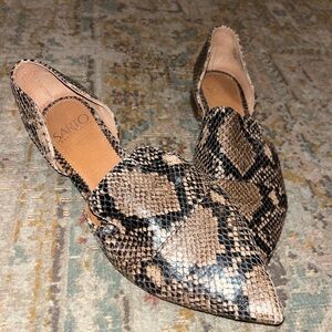 Toby Taupe Snake Leather Franco Sarto d'Orsay Flats